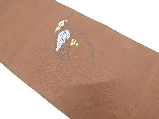 綴れ　葡萄模様織り出し　名古屋帯